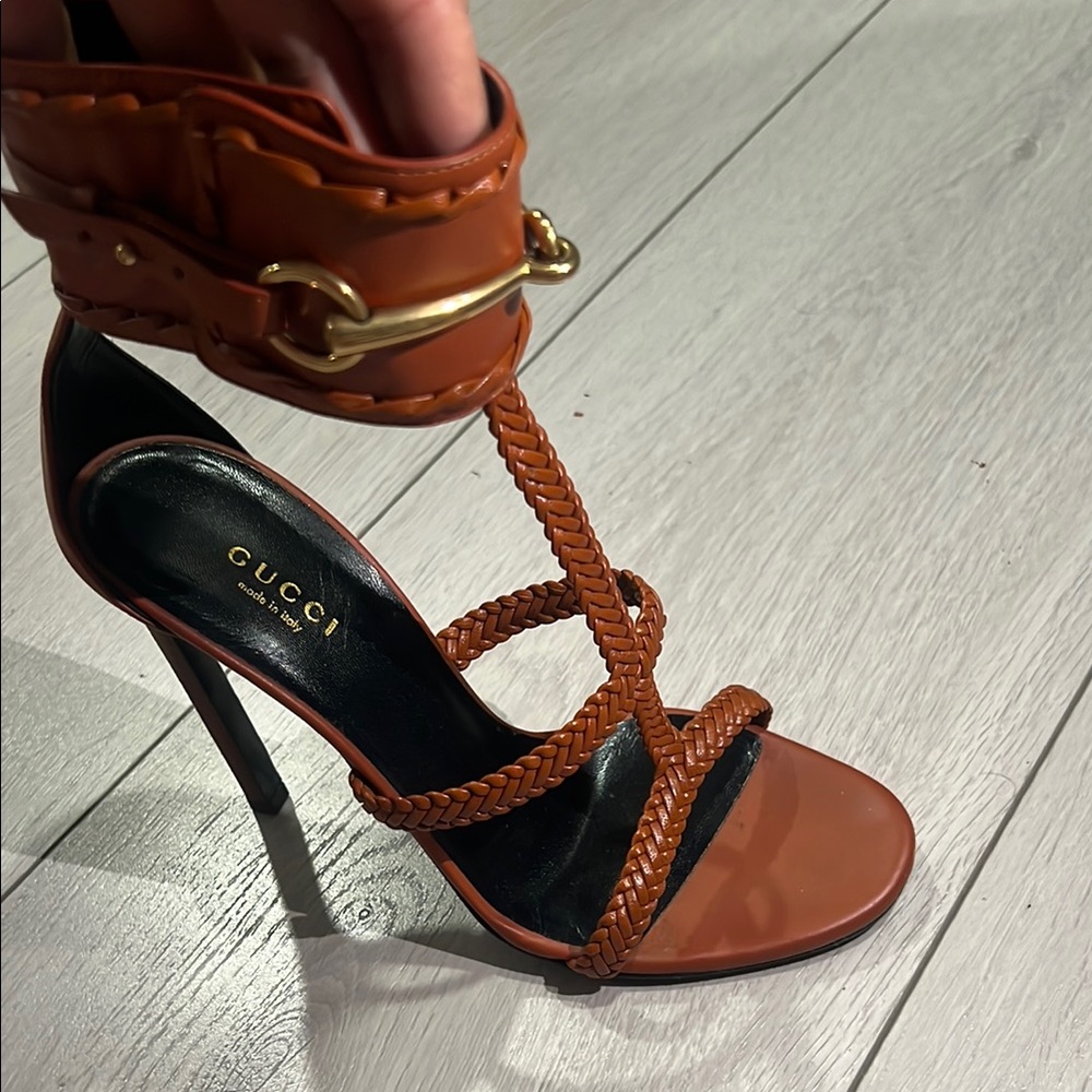 Gucci Brown and Black High Heel Sandals